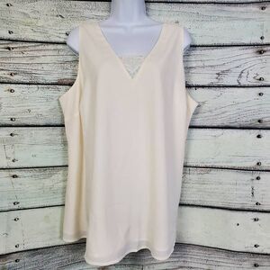 Lane Bryant Cream Crisscross Back Tank Top Size 18 Lined Sleeveless Blouse